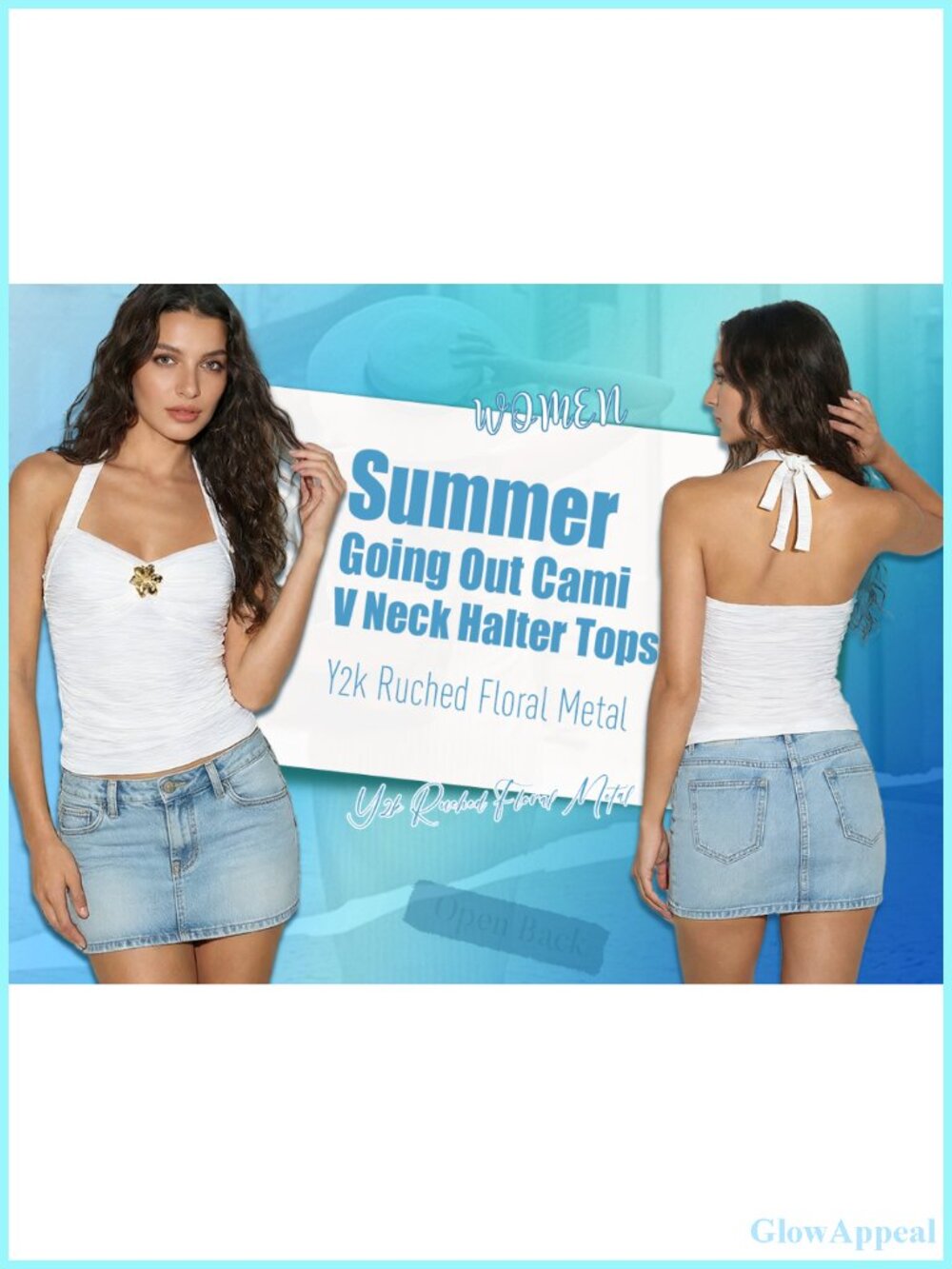 Women's Halter Cami Top Open Back Y2K Going Out Top - Picture 6 of 6